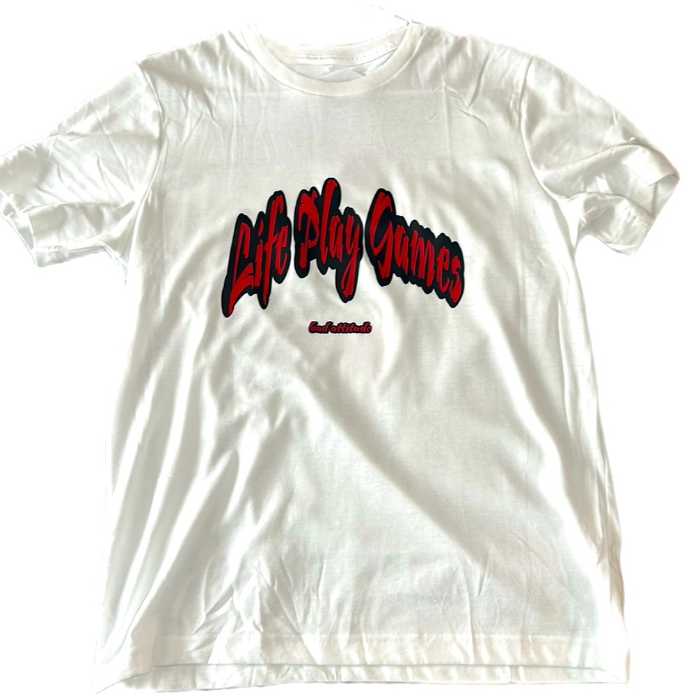 Crew T Shirt Life Play Games (bad attitude) edition